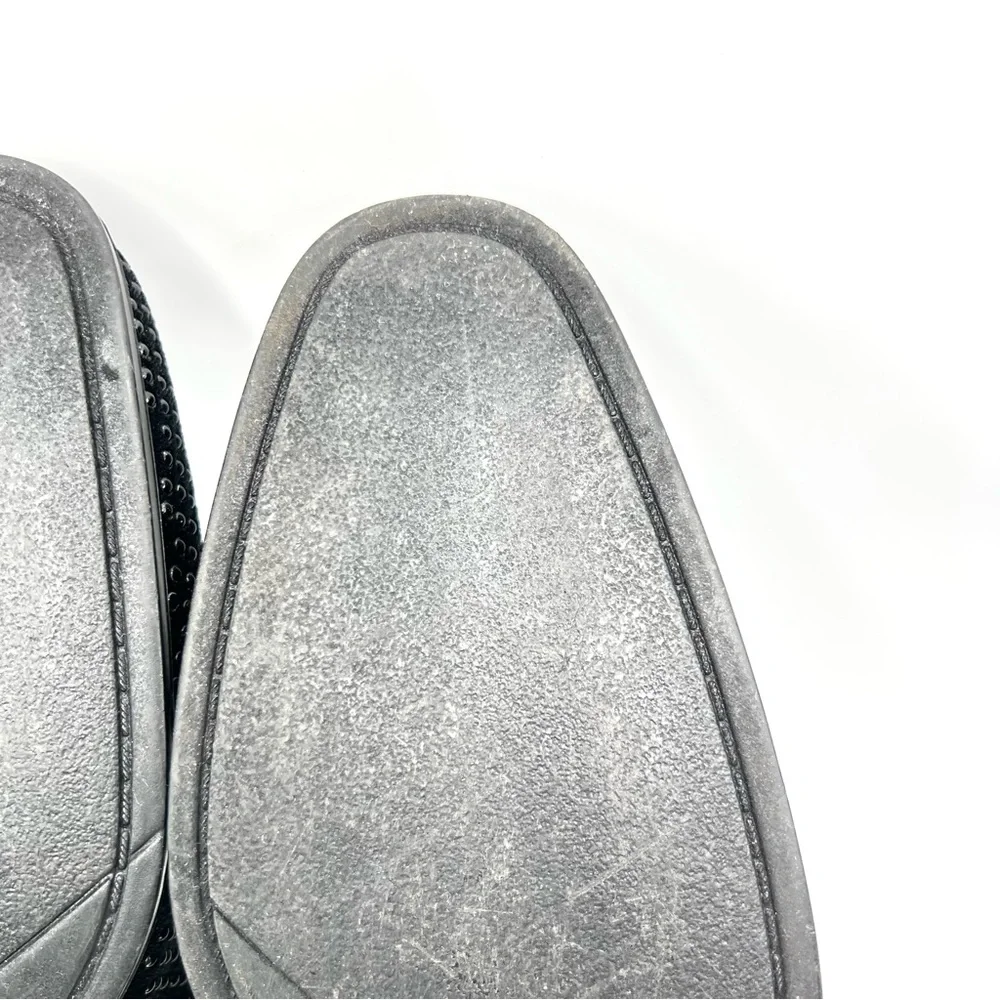 Stacy Adams Mens Size 9.5 Swagger Black Studded Slip On‎ Loafers Shoes